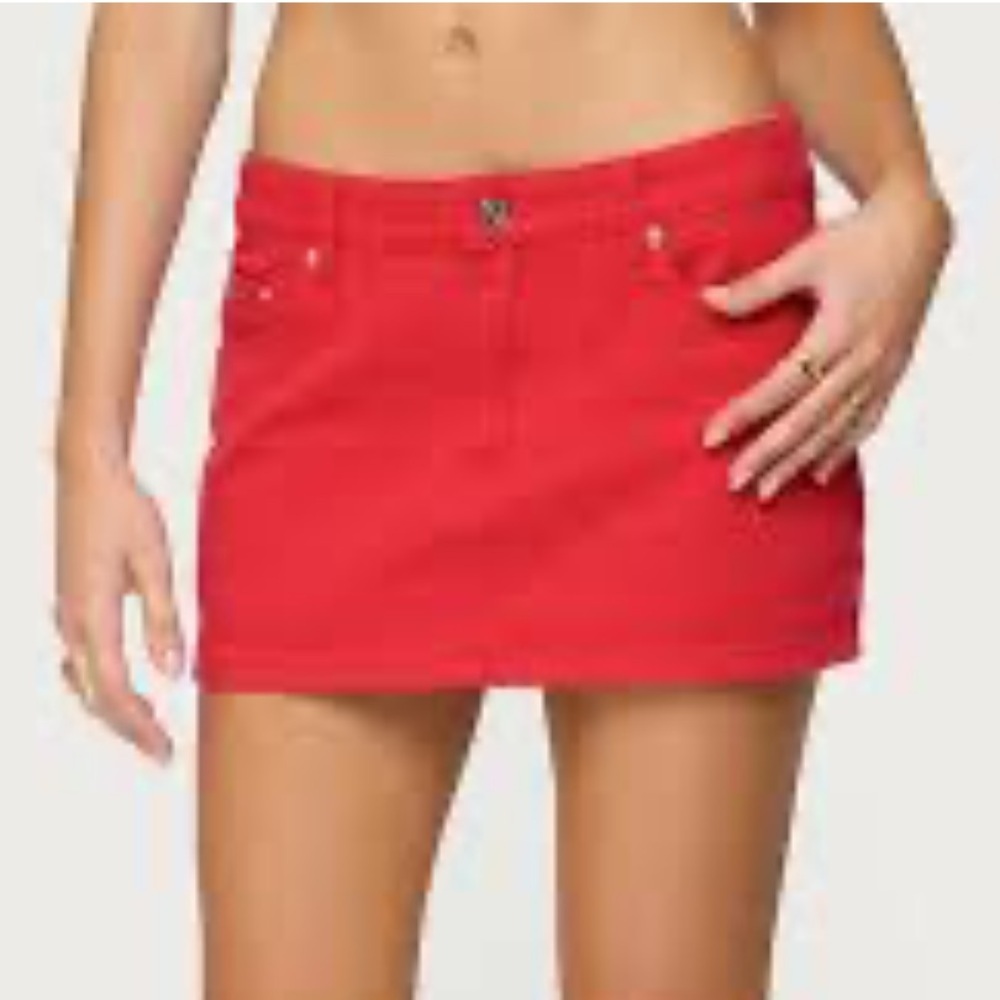 Tory Burch size 29 Red Denim Mini Skirt